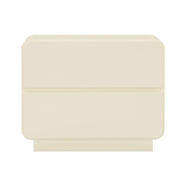 TOV Furniture Sagura 28" Elegant 2-Drawer Nightstand with Soft-Close Drawers for Streamlined Bedroom Style Cream TOV-B54228