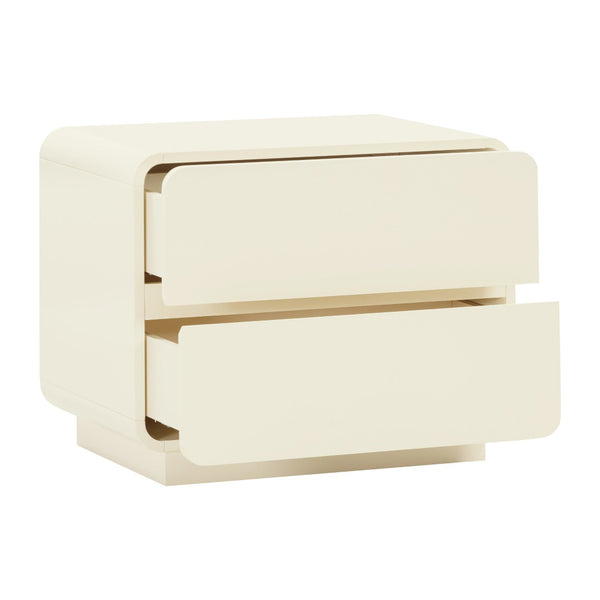 TOV Furniture Sagura 28" Elegant 2-Drawer Nightstand with Soft-Close Drawers for Streamlined Bedroom Style Cream TOV-B54228