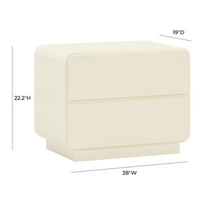 TOV Furniture Sagura 28" Elegant 2-Drawer Nightstand with Soft-Close Drawers for Streamlined Bedroom Style Cream TOV-B54228