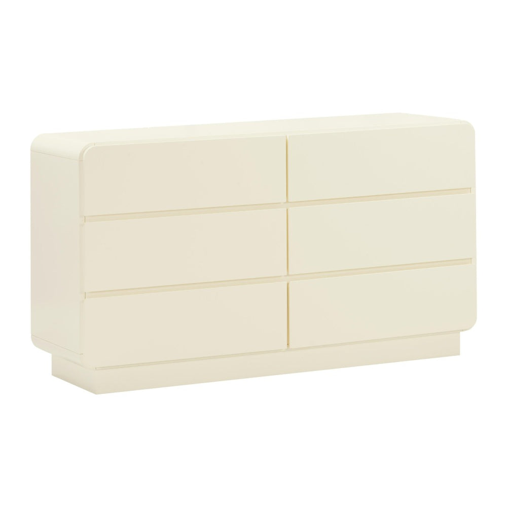 TOV Furniture Sagura 56" Modern 6-Drawer Dresser with Soft-Close Drawers and Elegant Minimalist Design Cream TOV-B54230