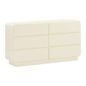 TOV Furniture Sagura 56" Modern 6-Drawer Dresser with Soft-Close Drawers and Elegant Minimalist Design Cream TOV-B54230