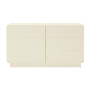 TOV Furniture Sagura 56" Modern 6-Drawer Dresser with Soft-Close Drawers and Elegant Minimalist Design Cream TOV-B54230