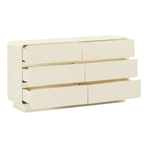 TOV Furniture Sagura 56" Modern 6-Drawer Dresser with Soft-Close Drawers and Elegant Minimalist Design Cream TOV-B54230