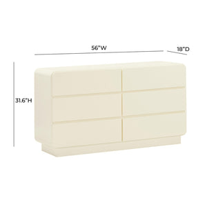 TOV Furniture Sagura 56" Modern 6-Drawer Dresser with Soft-Close Drawers and Elegant Minimalist Design Cream TOV-B54230
