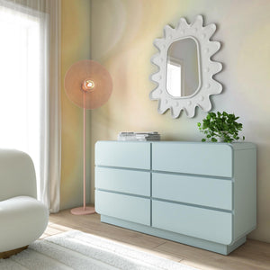 TOV Furniture Sagura 56" Modern 6-Drawer Dresser with Soft-Close Drawers and Elegant Minimalist Design Blue TOV-B54231