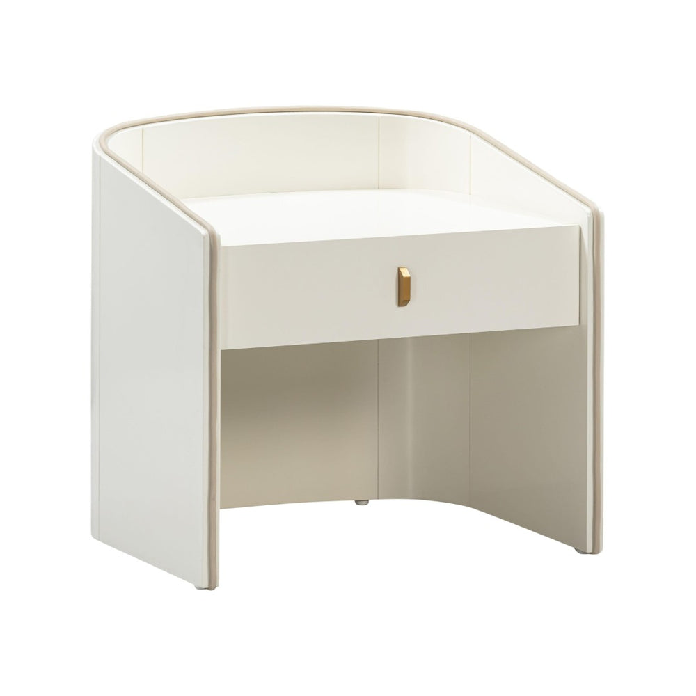 TOV Furniture Collins 22" Art Deco Nightstand with Soft-Closing Drawer - Stylish Retro Design for Your Bedroom Cream TOV-B54249