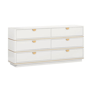 TOV Furniture Julieta 62" Acacia Wood Dresser with 6 Soft-Close Drawers – Timeless Art Deco Elegance for Your Bedroom Cream TOV-B54252