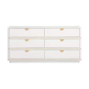 TOV Furniture Julieta 62" Acacia Wood Dresser with 6 Soft-Close Drawers – Timeless Art Deco Elegance for Your Bedroom Cream TOV-B54252