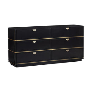 TOV Furniture Julieta 62" Acacia Wood Dresser with 6 Soft-Close Drawers – Timeless Art Deco Elegance for Your Bedroom Black TOV-B54253