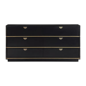 TOV Furniture Julieta 62" Acacia Wood Dresser with 6 Soft-Close Drawers – Timeless Art Deco Elegance for Your Bedroom Black TOV-B54253