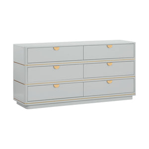 TOV Furniture Julieta 62" Acacia Wood Dresser with 6 Soft-Close Drawers – Timeless Art Deco Elegance for Your Bedroom Grey TOV-B54254