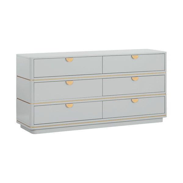 TOV Furniture Julieta 62" Acacia Wood Dresser with 6 Soft-Close Drawers – Timeless Art Deco Elegance for Your Bedroom Grey TOV-B54254