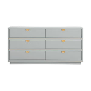 TOV Furniture Julieta 62" Acacia Wood Dresser with 6 Soft-Close Drawers – Timeless Art Deco Elegance for Your Bedroom Grey TOV-B54254
