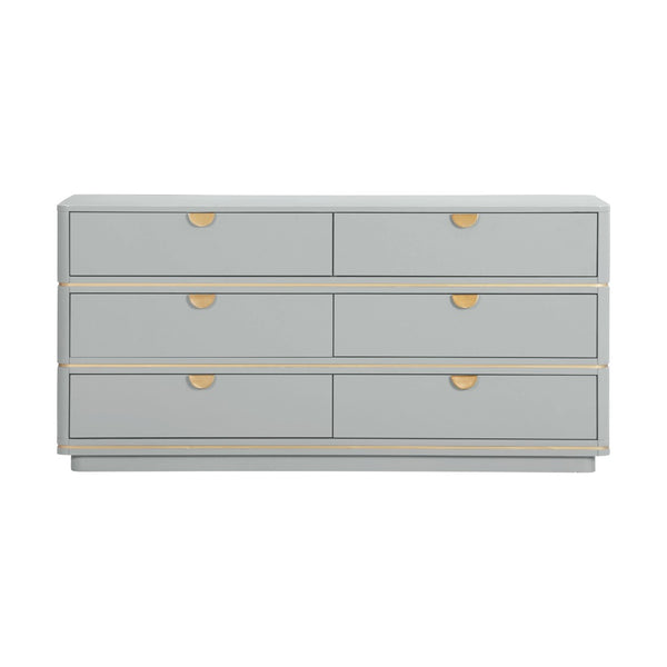 TOV Furniture Julieta 62" Acacia Wood Dresser with 6 Soft-Close Drawers – Timeless Art Deco Elegance for Your Bedroom Grey TOV-B54254
