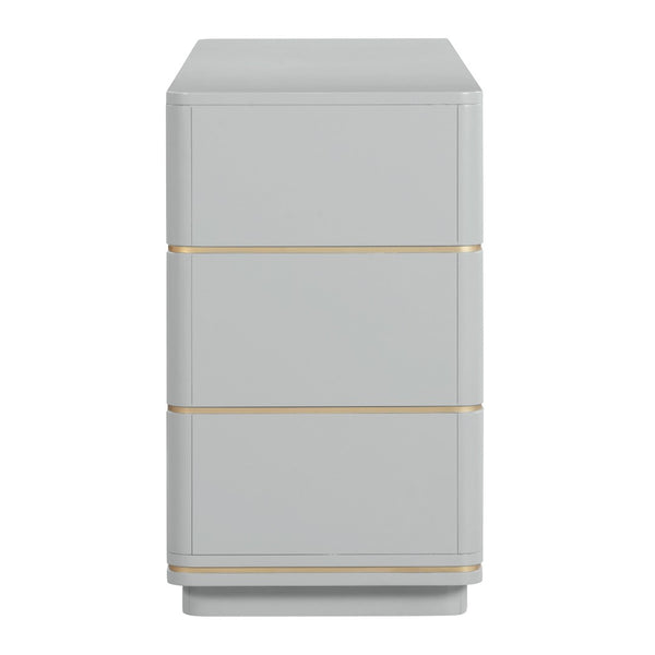 TOV Furniture Julieta 62" Acacia Wood Dresser with 6 Soft-Close Drawers – Timeless Art Deco Elegance for Your Bedroom Grey TOV-B54254