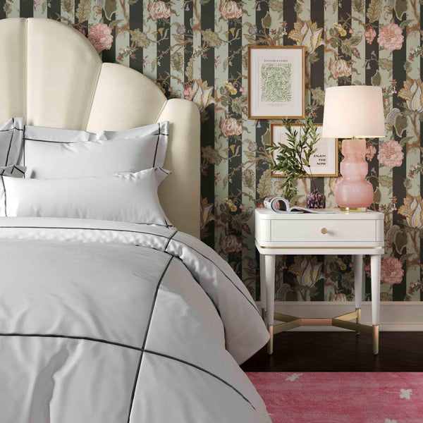 TOV Furniture Julieta 19" Art Deco Acacia Wood Nightstand with Soft-Close Drawer and Elegant Brass Accents Cream TOV-B54257