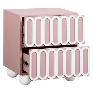 TOV Furniture Tori 23" Motif 2-Drawer Nightstand - Stylish Sculptural Design with Soft-Close Drawers for Bedrooms Mauve TOV-B54320