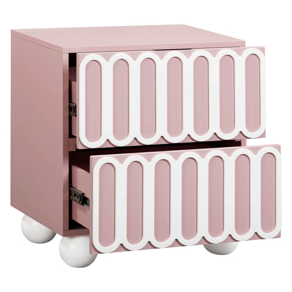 TOV Furniture Tori 23" Motif 2-Drawer Nightstand - Stylish Sculptural Design with Soft-Close Drawers for Bedrooms Mauve TOV-B54320