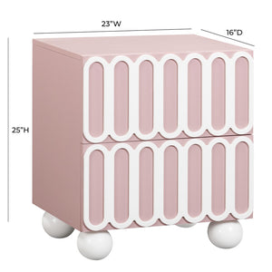 TOV Furniture Tori 23" Motif 2-Drawer Nightstand - Stylish Sculptural Design with Soft-Close Drawers for Bedrooms Mauve TOV-B54320