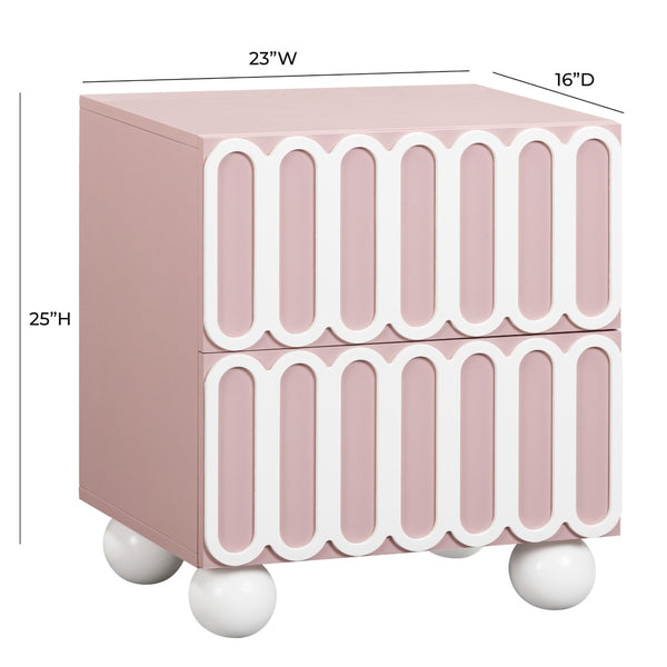 TOV Furniture Tori 23" Motif 2-Drawer Nightstand - Stylish Sculptural Design with Soft-Close Drawers for Bedrooms Mauve TOV-B54320