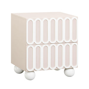 TOV Furniture Tori 23" Motif 2-Drawer Nightstand - Stylish Sculptural Design with Soft-Close Drawers for Bedrooms Taupe TOV-B54321