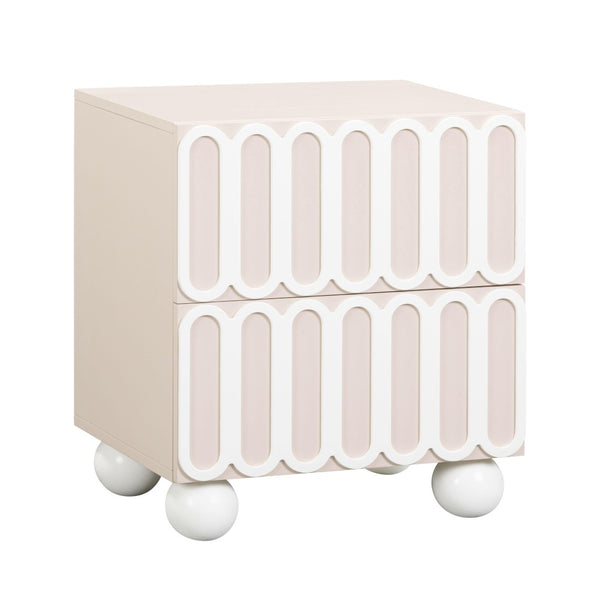 TOV Furniture Tori 23" Motif 2-Drawer Nightstand - Stylish Sculptural Design with Soft-Close Drawers for Bedrooms Taupe TOV-B54321