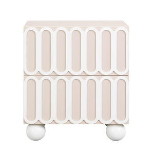 TOV Furniture Tori 23" Motif 2-Drawer Nightstand - Stylish Sculptural Design with Soft-Close Drawers for Bedrooms Taupe TOV-B54321