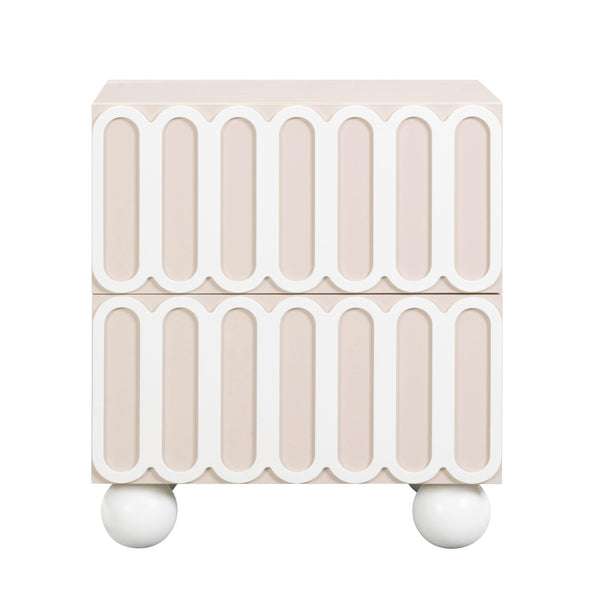 TOV Furniture Tori 23" Motif 2-Drawer Nightstand - Stylish Sculptural Design with Soft-Close Drawers for Bedrooms Taupe TOV-B54321