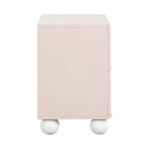 TOV Furniture Tori 23" Motif 2-Drawer Nightstand - Stylish Sculptural Design with Soft-Close Drawers for Bedrooms Taupe TOV-B54321