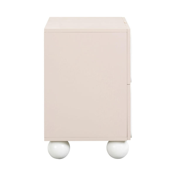 TOV Furniture Tori 23" Motif 2-Drawer Nightstand - Stylish Sculptural Design with Soft-Close Drawers for Bedrooms Taupe TOV-B54321