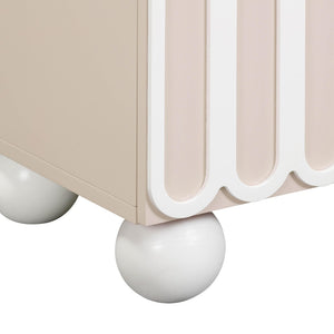 TOV Furniture Tori 23" Motif 2-Drawer Nightstand - Stylish Sculptural Design with Soft-Close Drawers for Bedrooms Taupe TOV-B54321