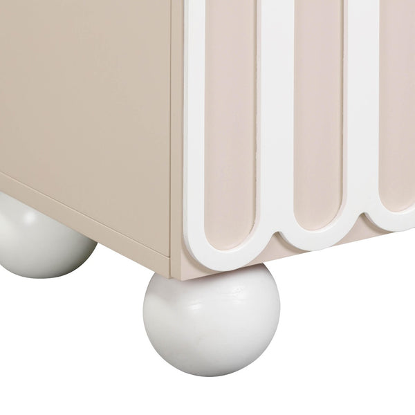 TOV Furniture Tori 23" Motif 2-Drawer Nightstand - Stylish Sculptural Design with Soft-Close Drawers for Bedrooms Taupe TOV-B54321