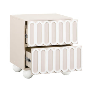 TOV Furniture Tori 23" Motif 2-Drawer Nightstand - Stylish Sculptural Design with Soft-Close Drawers for Bedrooms Taupe TOV-B54321