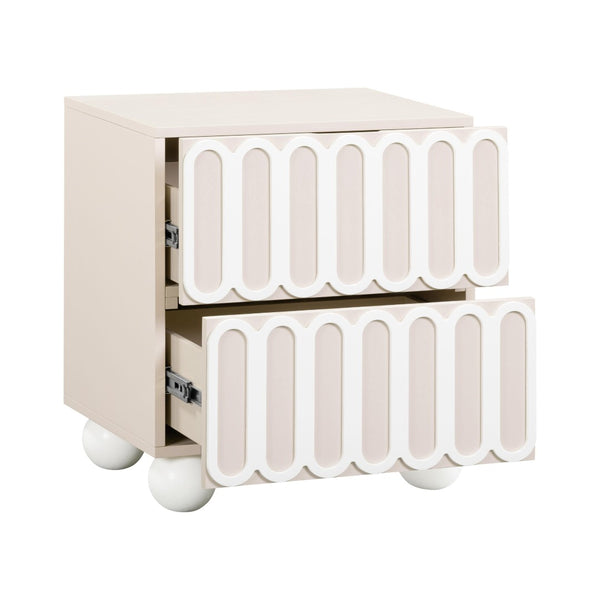 TOV Furniture Tori 23" Motif 2-Drawer Nightstand - Stylish Sculptural Design with Soft-Close Drawers for Bedrooms Taupe TOV-B54321