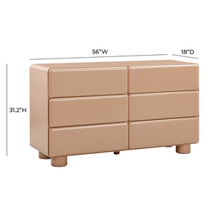 TOV Furniture Tammy 56" Chic 6-Drawer Dresser with Push-to-Open Drawers and Elegant Curved Design for Modern Spaces Taupe TOV-B54339
