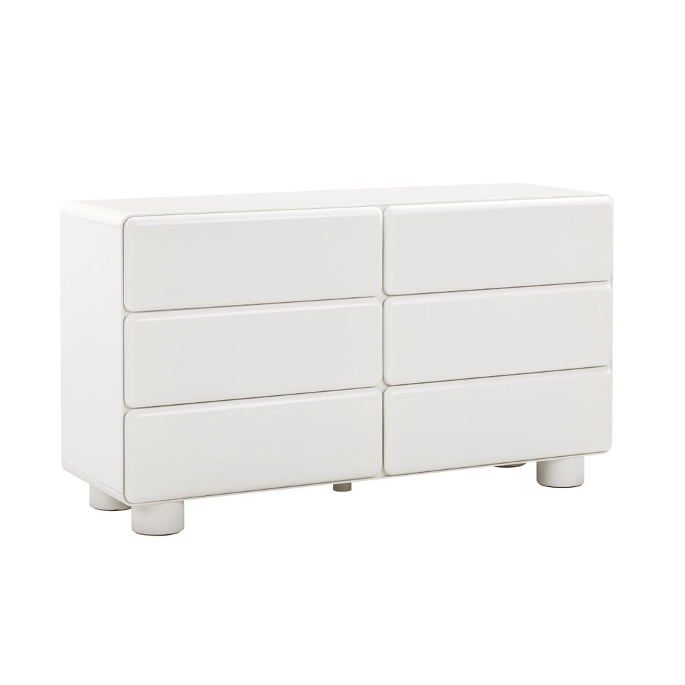 TOV Furniture Tammy 56" Chic 6-Drawer Dresser with Push-to-Open Drawers and Elegant Curved Design for Modern Spaces White TOV-B54341