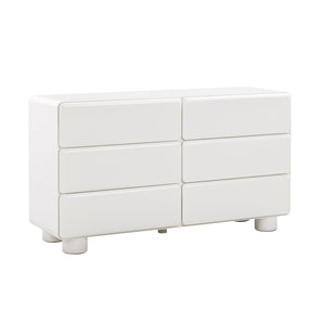 TOV Furniture Tammy 56" Chic 6-Drawer Dresser with Push-to-Open Drawers and Elegant Curved Design for Modern Spaces White TOV-B54341