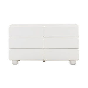 TOV Furniture Tammy 56" Chic 6-Drawer Dresser with Push-to-Open Drawers and Elegant Curved Design for Modern Spaces White TOV-B54341