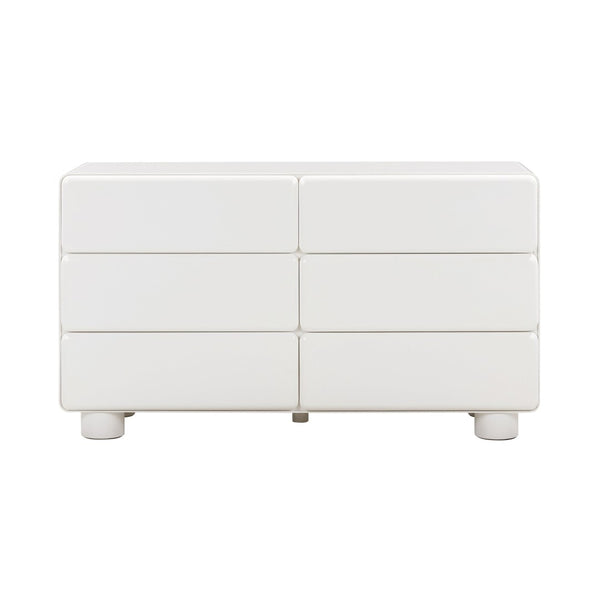 TOV Furniture Tammy 56" Chic 6-Drawer Dresser with Push-to-Open Drawers and Elegant Curved Design for Modern Spaces White TOV-B54341