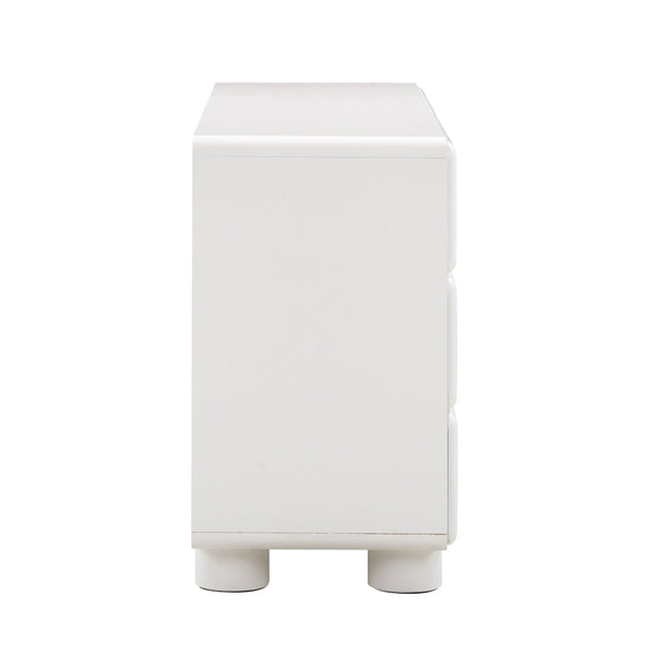 TOV Furniture Tammy 56" Chic 6-Drawer Dresser with Push-to-Open Drawers and Elegant Curved Design for Modern Spaces White TOV-B54341