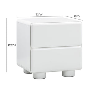 TOV Furniture Tammy 22" 2-Drawer Nightstand – Chic Modern Design with Push-to-Open Drawers for Stylish Storage White TOV-B54342