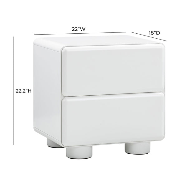 TOV Furniture Tammy 22" 2-Drawer Nightstand – Chic Modern Design with Push-to-Open Drawers for Stylish Storage White TOV-B54342