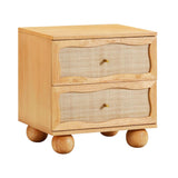 Grappa Wood & Rattan Wavy Nightstand