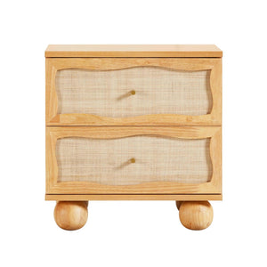TOV Furniture Grappa Coastal-Inspired 22" Wavy Nightstand with Raffia & Rubberwood - Boho Charm & Storage Solutions TOV-B54344