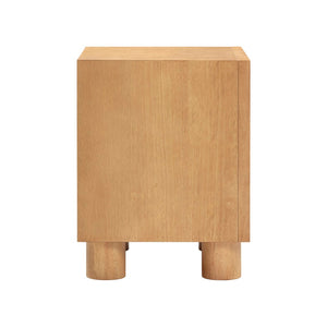TOV Furniture Miles 22" Natural Wood Nightstand – Handcrafted, Sculptural Design with 2 Push-to-Open Drawers TOV-B54348