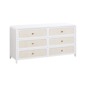 Patty White Rattan 6 Drawer Dresser TOV-B54354 TOV Furniture