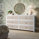 Patty White Rattan 6 Drawer Dresser TOV-B54354 TOV Furniture