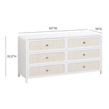 Patty White Rattan 6 Drawer Dresser TOV-B54354 TOV Furniture