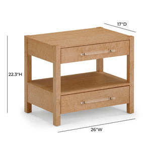 TOV Furniture Brandyss 26" Elegant Burl Nightstand with 2 Soft-Closing Drawers & Felt-Lined Storage Options TOV-B54371