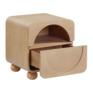 TOV Furniture Moonrise 20" Natural Ash Nightstand with Soft-Close Drawer & Cable Management for Modern Bedrooms TOV-B54376